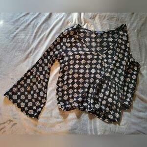 American Eagle Outfitters | Black Floral Wrap Blousen